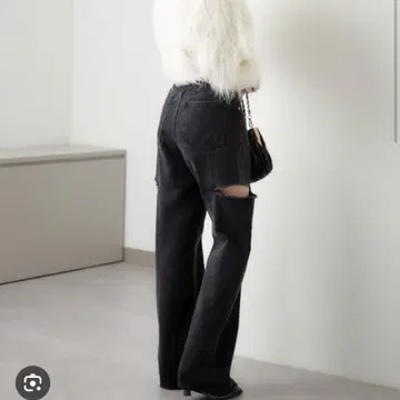 Chico 블랙 컷 아웃 데님 팬츠