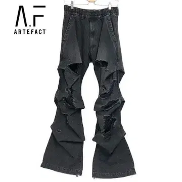 미사용 새상품 A.F ARTEFACT 데미지 가공 턱 팬츠 3 블랙