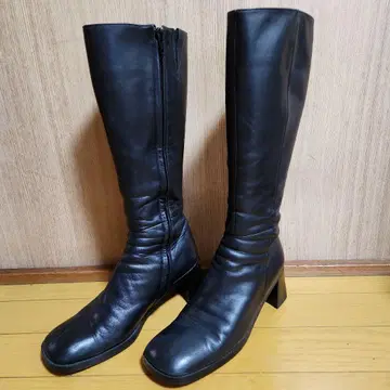 일본제 블랙 롱 부츠 23cm 중간 힐