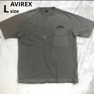 AVIREX L 사이즈 US NAVY 반팔 티셔츠 카키