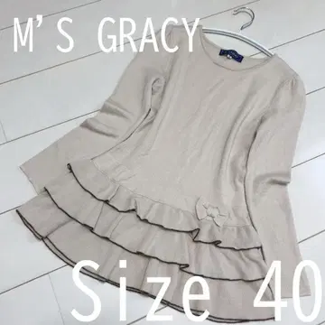 M'S GRACY 라이트 베이지 프릴 니트 리본 사이즈 40