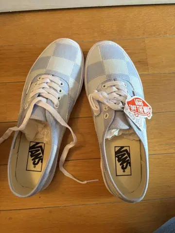 Vans 오센틱 체크 무늬 라이트 블루 25.5
