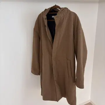 Nylaus 후드 부착 브라운 체스터 코트 M