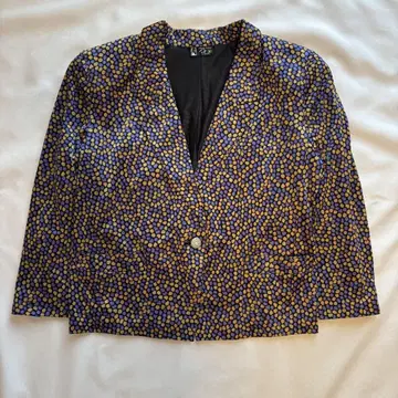 vintage 테일러드 자켓 보라색과 옐로우 컬러 도트