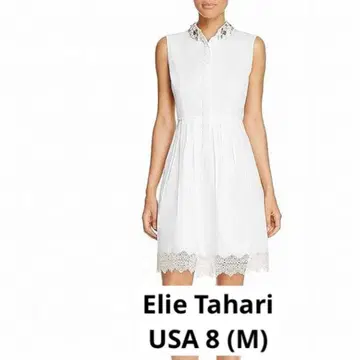 Elie Tahari M 화이트 슬리브리스 드레스