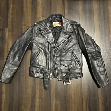 Schott Perrecto 블랙 가죽 라이더 자켓 40