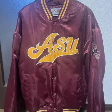 ASU 로고 버건디 새틴 바시티 자켓 XL