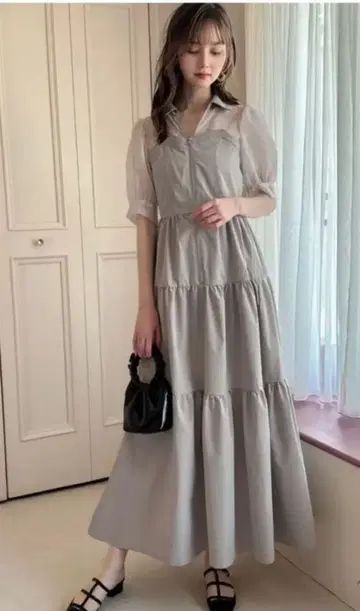 시어 셔츠 원피스 반팔 티어드