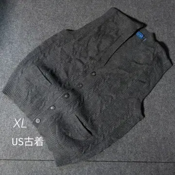 US 구제 의류 XL 다크 그레이 케이블 니트 베스트