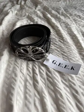 G.E.E.K. 스컬 장식 블랙 벨트