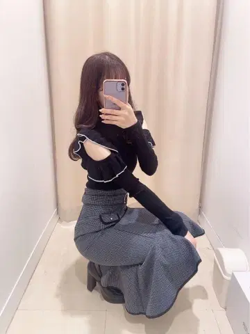 titty&Co. 바이컬러 파이핑 머메이드 스커트