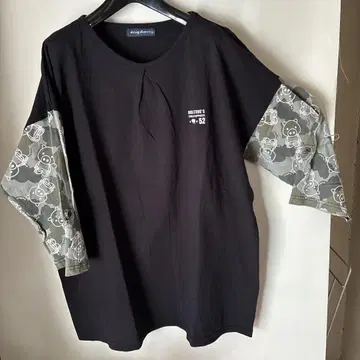 [새상품] 드럭 스토어즈 소매 카모플라쥬 돼지 절개 티셔츠