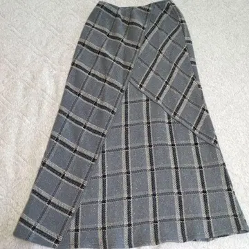 그레이 계열 체크 무늬 롱 스커트 약 85cm