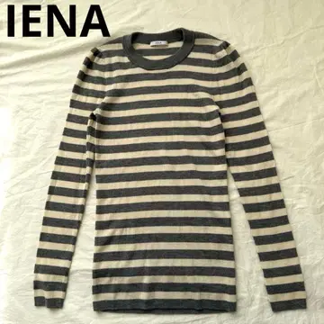 IENA 이에나 얇은 소재 긴팔 니트 보더 울 그레이