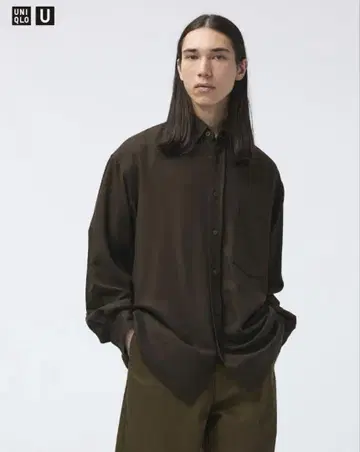UNIQLO U 드레이프 셔츠 브라운