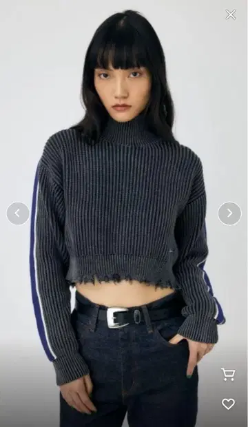 MOUSSY 그런지 라인 슬리브 니트탑