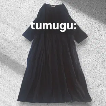 [울 100%] tumugu: 도킹 이소재 원피스 일본제
