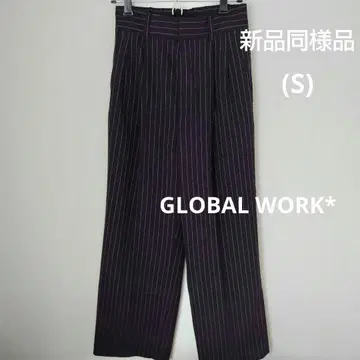 새상품급 GLOBAL WORK 스트라이프 턱 슬랙스