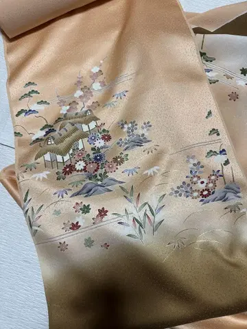 연한 주황색 (연한 오렌지 컬러) 순수 실크 쓰케아게 호몬기