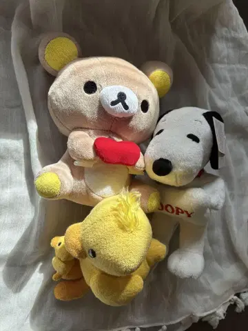 리락쿠마 스누피 오리 봉제 인형 세트