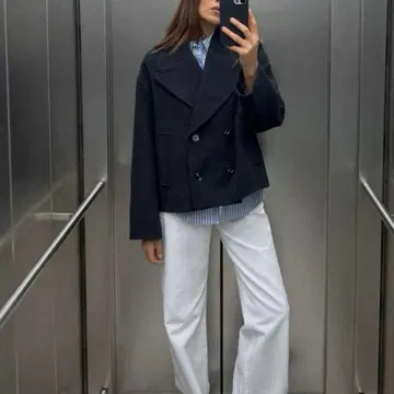 [ ZARA ] 네이비 숏 P 코트