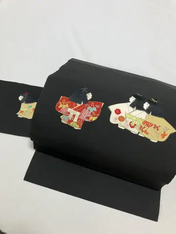9촌 나고야 오비 동자 자수 나고야 제봉 블랙
