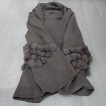 브라운 울 혼방 판초 케이프 코트