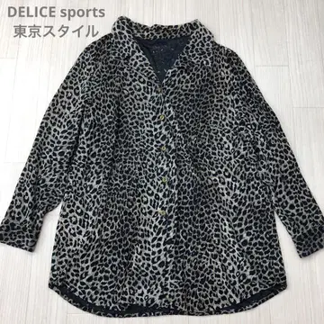 DELICE sports 도쿄 스타일 레오파드 시어 블라우스 XL