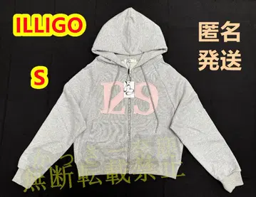 ILLIGO 129 로고 그레이 크롭 후드티 S