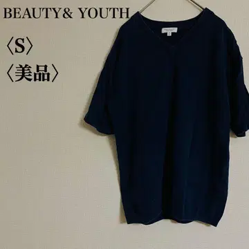 BEAUTY&YOUTH 네이비 V넥 티셔츠 S 심플 반팔 여름
