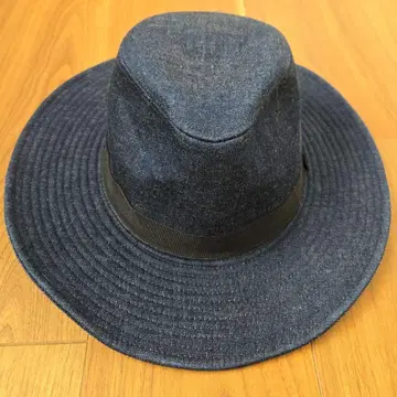 다크 블루 울 햇 블랙 리본 58.5cm