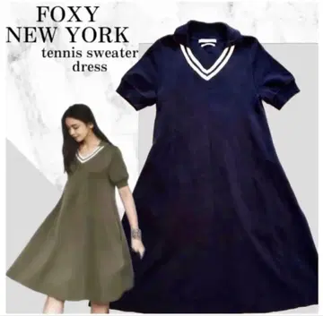 FOXY NEW YORK 테니스 스웨터 드레스 네이비