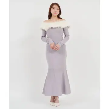 ROYAL PARTY 퍼 오프숄더 니트 원피스