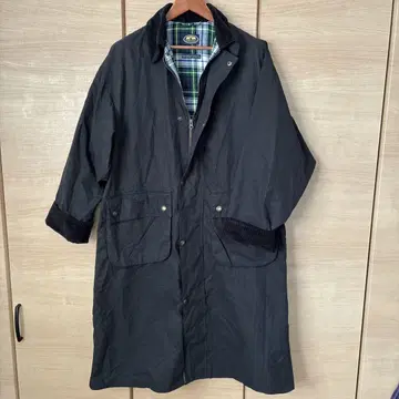 BRITISHKHAKI 코듀로이 옷깃 스탠 칼라 롱 코트 블랙 L