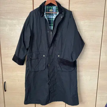 BRITISH KHAKI 코듀로이 옷깃 스탠 칼라 롱 코트 블랙 L