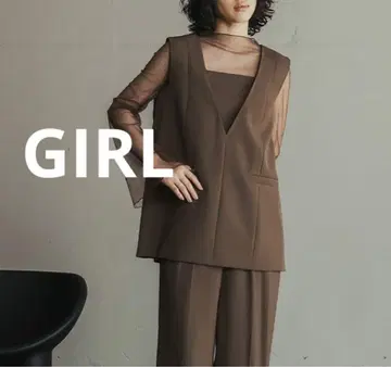 걸 GIRL 튤 레이어 상의 브라운 2L