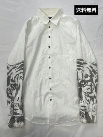 DSQUARED2 화이트 동물 프린트 긴팔 셔츠 46