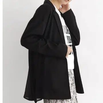 새상품 CLOVE 클로브 시어 콤비 자켓 M 블랙