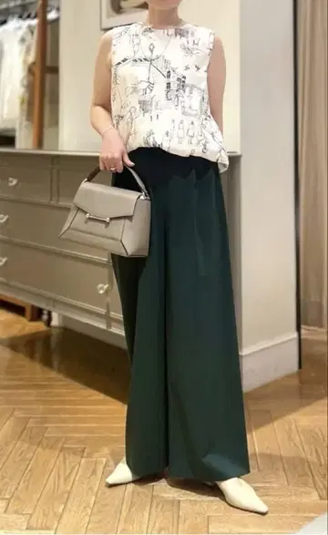 tomorrowland Ballsey 다크 그린 와이드 팬츠