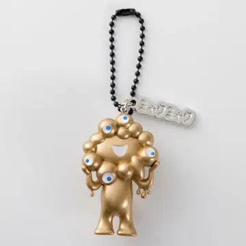 미야쿠미야쿠 입체 PVC 볼체인 플레이트 부착 금 골드 키링
