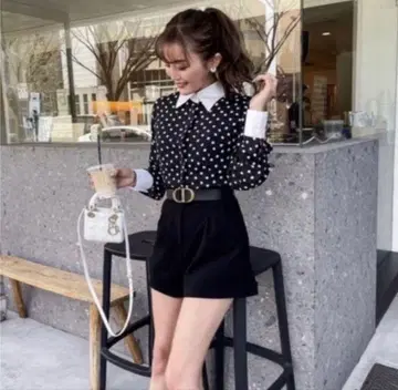 초레어 sheller 셰리에 도트 셔츠 올인원