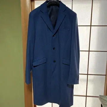 네이비 체스터 코트 울 혼방
