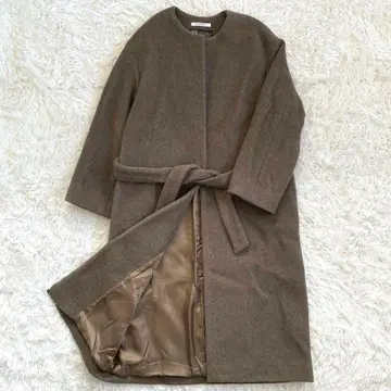 유나이티드 애로우 MANTECO 마테코 노카라 울 코트 브라운