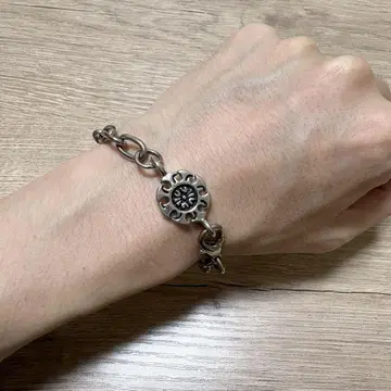 실버 꽃 무늬 팔찌 남성용