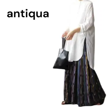 antiqua 안티카 기하학 패턴 스커트 화려한 볼륨 플레어 스커트