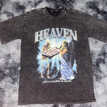 구제 의류 HEAVEN T셔츠 데미지 가공 L 사이즈
