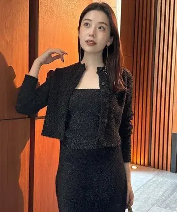 컨디션 최상 anuans 라메 니트 앙상블 블랙