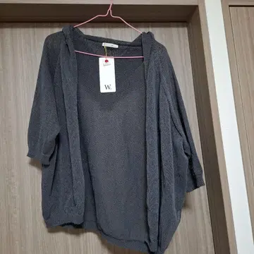 W. 5부 소매 가디건 와시 소재