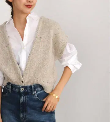 새상품급 Plage OLIVETTE 니트 베스트 베이지