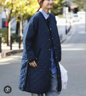 비밍 바이 빔즈 퀼트 롱 코트 네이비 M